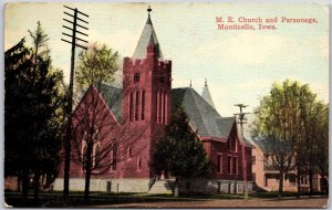 1915 M.E. Church And Parsonage Monticello Iowa IA Parish Posted Postcard