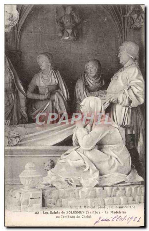 Old Postcard The Saints of Solesmes La Madeleine at the tomb of Christ