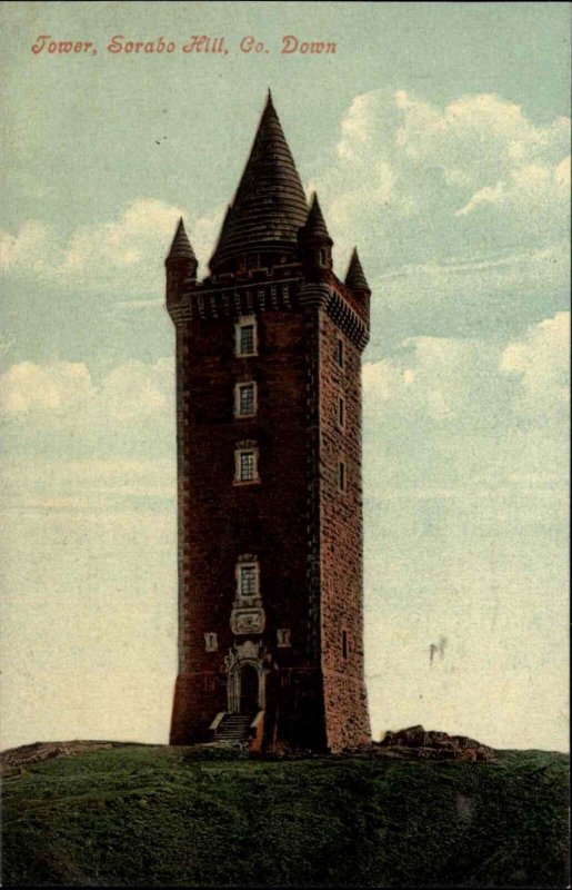 Sorabo Hill Ireland County Down Tower c1910 Vintage Postcard