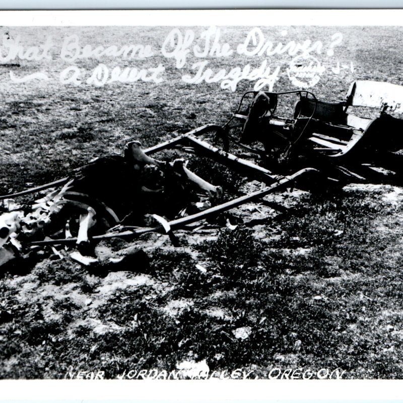 c1930s Jordan Valley, OR RPPC Dead Horse Carriage Weird Real Photo Postcard A101