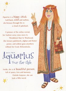 Aquarius Hippy Girl Chick Starsign Persil Advertising Postcard