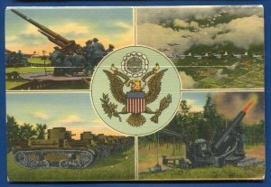 WW2 US Army & Army Air Corp Bi-Planes Artillery Postcard Folder 