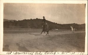 RPPC Cowboys Riding at Universal City Studio Ranch Lot c1913 CA Vtg Postcard G74