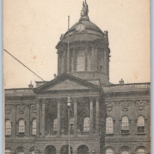 1908 Liverpool England Postcard Town Hall Dome Britannia Statue Carriage Street