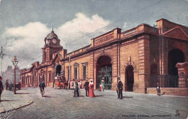 Midland Train Station, Nottingham, England, Early Tuck Postcard, Unused