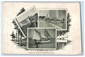 1905 Ponemah Beach Lake Winnipeg Canada, Multiview Calgary Alta Antique Postcard