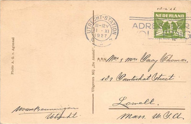 13268   Netherlands utrecht-station Postmark Cancel 1927