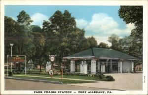 Port Allegany PA Parking Gas Filling Station c1920s Postcard