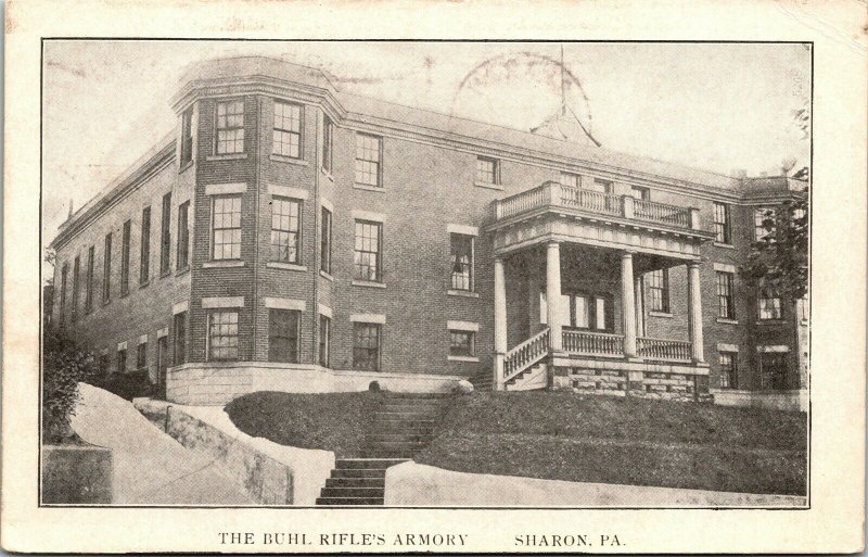 Postcard PA Sharon The Buhl Rifles Armory RARE 1908 M14 United States