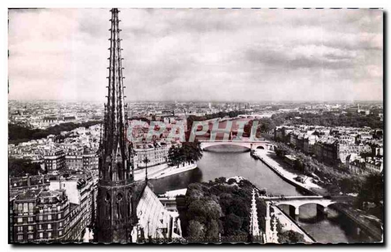 Old Postcard Paris panoramic shot of Notre Dame View