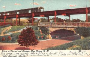 Bay Ridge New York Tunnel And Bridge Street View Antique Postcard K21014