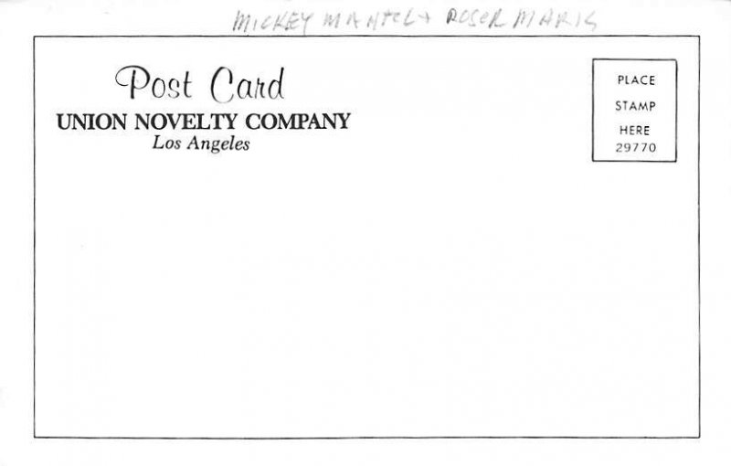 Mickey Mantle and Roger Maris Baseball Players View Postcard Backing 