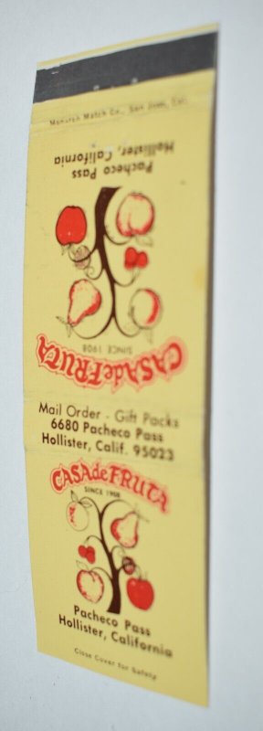 Casa de Fruta Hollister California 20 Front Strike Matchbook Cover