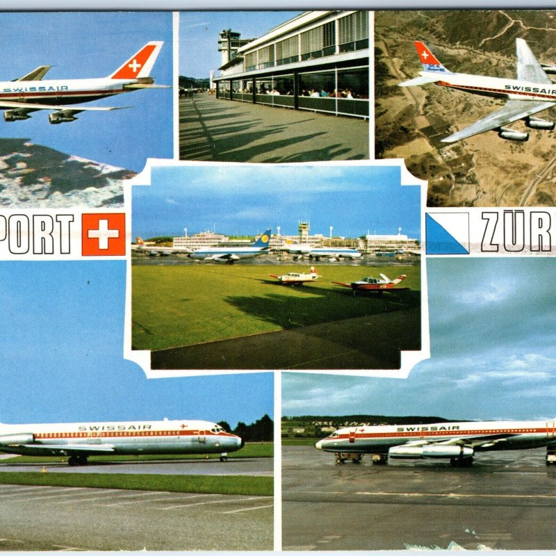 c1970s Zurich, Switzerland Kloten Airport Swissair Boeing Douglas DC-8 4x6 PC M5