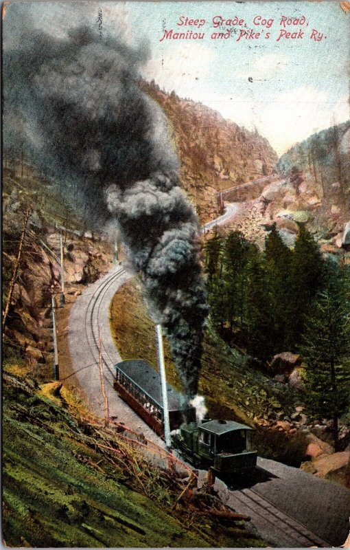 Postcard Steep Grade, Cog Road, Manitou and Pike's Peak Railway