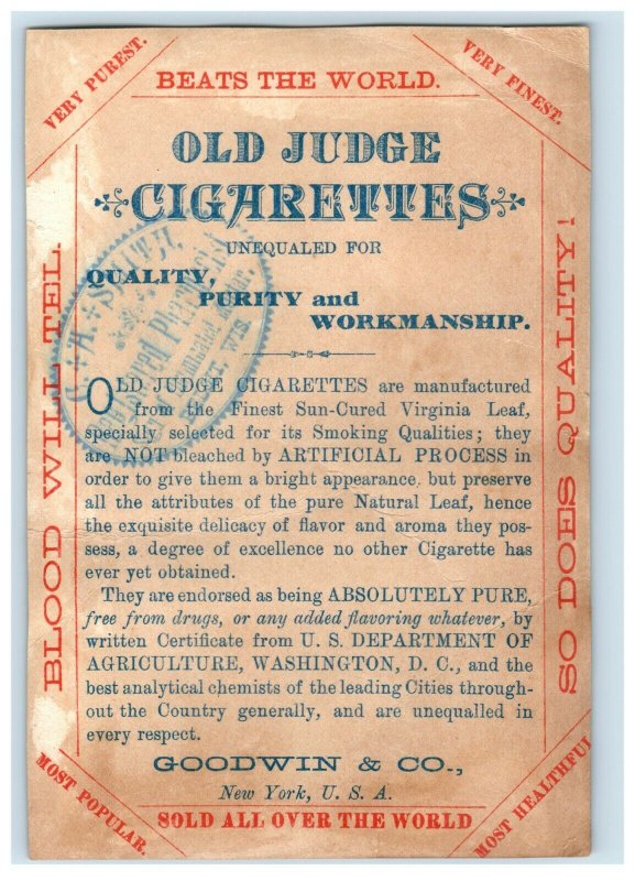 1880s-90s Old Judge Cigarettes Risque Lovely Lady Actress 1 *M