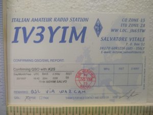 Postcard Italian Amateur Radio Station, IV3YIM, Gorizia, Italy