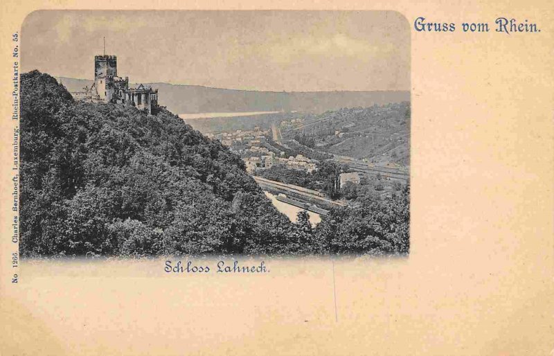 Schloss Lahneck Castle Lahnstein Gruss vom Rheine Rhine Germany 1905c postcard