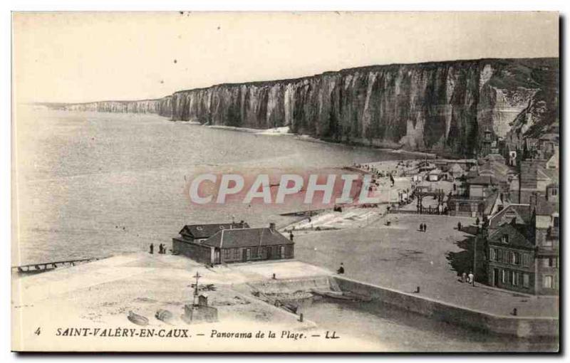 St Valery en Caux Old Postcard Panorama Beach