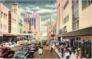 Postcard SHOPS SCENE Miami Florida FL AI1892