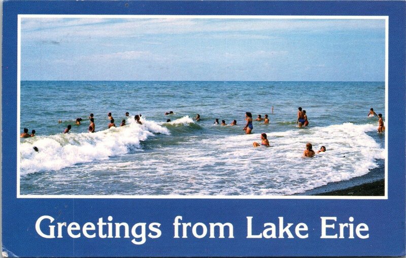 Greetings From Lake Erie Beach Surf PA Pennsylvania Postcard PM Cancel WOB Note 