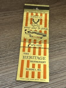Matchbook Cover - The Heritage Restaurant Kearney MO Missouri MB63