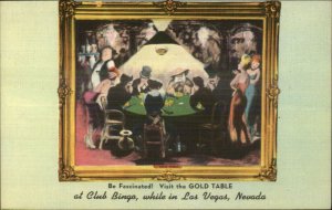 Las Vegas NV GOLD TABLE Painting LINEN Postcard