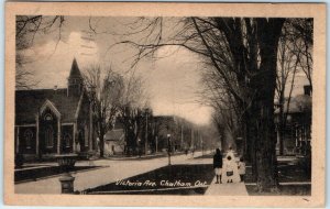 c1910s Chatham, Ontario Victoria Ave. Street View Litho Photo Postcard Road A43