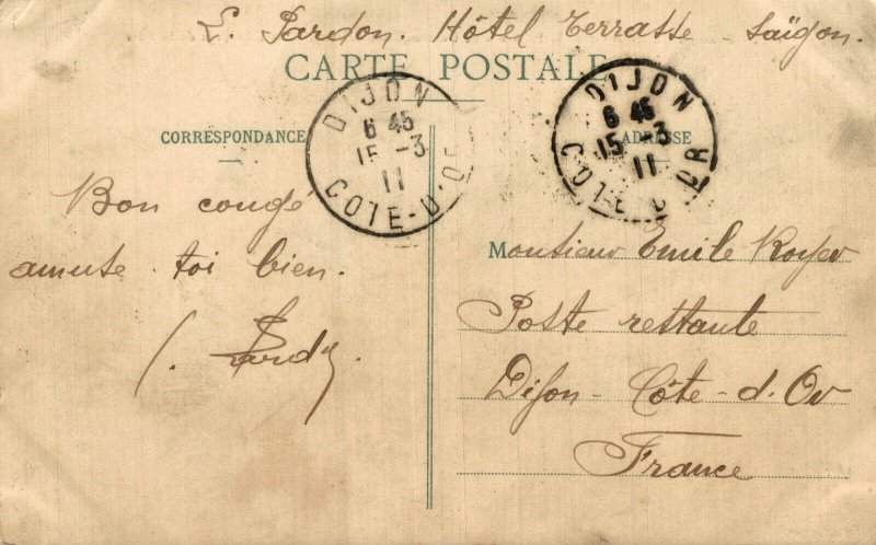 Vietnam Elephant hunting in Cantho Cochinchina Can Tho Cần Thơ Postcard 08.52 