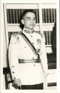 King Hussein bin Talal of Jordan in Uniform, Medals (1950s) RPPC Postcard