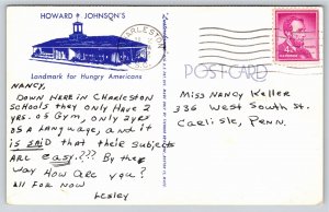 Charleston SC~Air View Howard Johnson's Restaurant~Vintage Postcard
