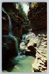 Rainbow Falls at Watkins Glen State Park In New York Vintage Postcard 0651