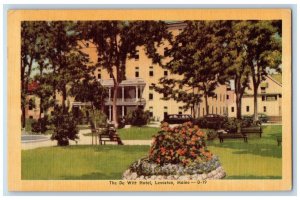 c1940's The De Witt Hotel Flowers Scene Lewiston Maine ME Unposted Tree Postcard