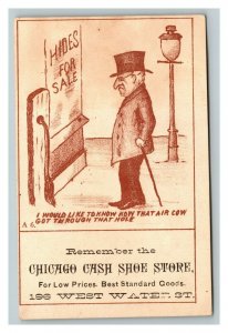 Vintage 1880's Victorian Trade Card Chicago Cash Shoe Store Water St. Chicago IL