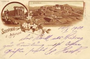 greece, ATHENS ATHENES, Erechtheus, Acropolis (1900) Pre-Printed Stamp, Postcard