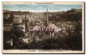 Old Postcard Fougeres Saint Sulpice Church and Tower Raoul