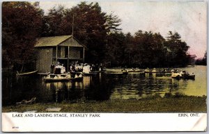 Postcard Erin Ontario c1907 Scenic Lake and Landing Stage Canoes by Warwick