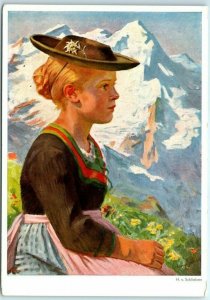 M-38282 Young Girl Painting By Hedwig Von Schlieben