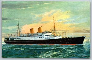 Vintage Cruise Liner MS Berlin Postcard - Norddeutscher Lloyd Bremen