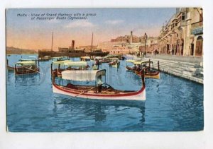 400541 MALTA grand Harbour Passenger boats Vintage postcard
