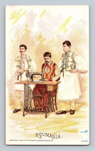 1892 Romania Singer Sewing Machine Countries World Victorian Trade Card tc2236