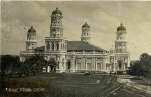 PC CPA MALAYSIA, MALAY MOSQUE, JOHORE, Vintage REAL PHOTO Postcard (b22513)