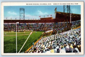 1940 Columbus Ohio Vintage Postcard Red Bird Stadium Home Baseball Team Building