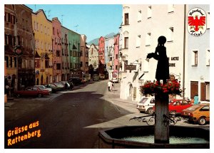 Postcard Austria Rattenberg Greetings from - street scene with cars