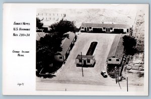 c1940's Sunset Motel US Highways Grand Island Nebraska NE RPPC Photo Postcard