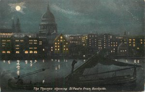 London Thames navigation & sailing St. Paul's sailling vessels night