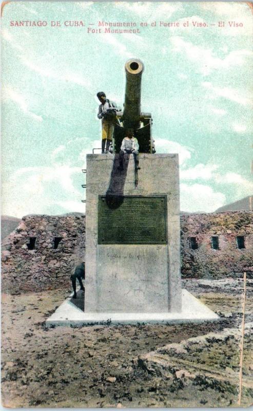 SANTIAGO, Cuba   EL VISO FORT Monument CANNON    c1910s    Postcard