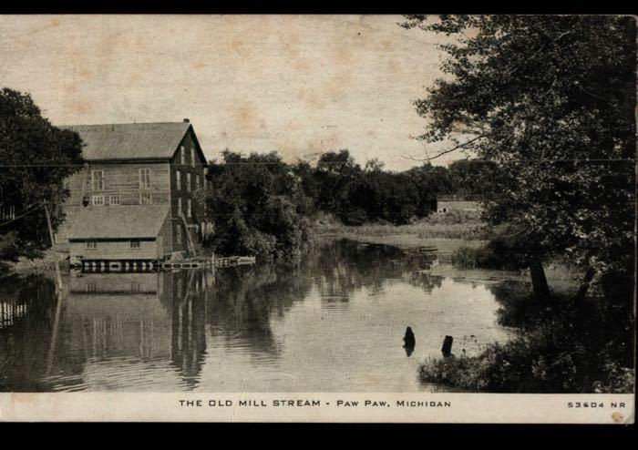 Paw Paw Michigan Detroit Old Mill Stream C. R. Childs Photo Study Postcard B05