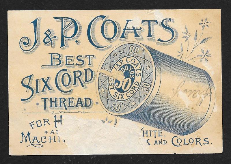 VICTORIAN TRADE CARD Coats' Thread Girl & Dogs