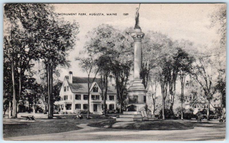 AUGUSTA, Maine  ME    MONUMENT PARK    Postcard